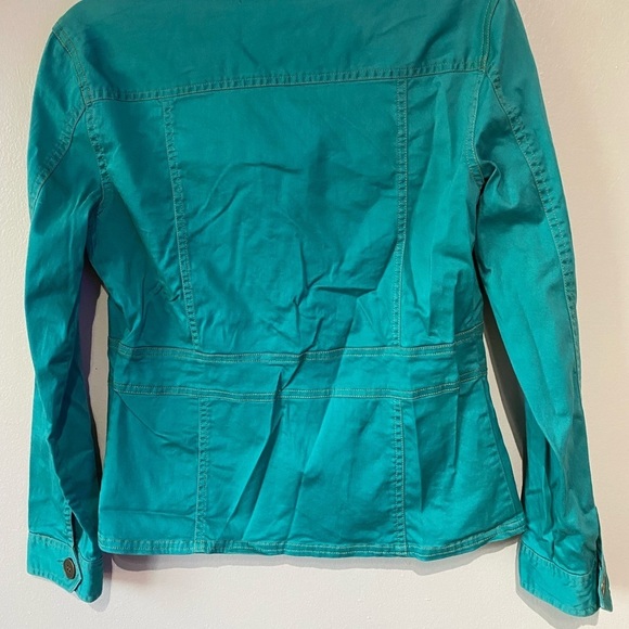 Teal Jacket Brass Metal Button Details - Picture 7 of 7